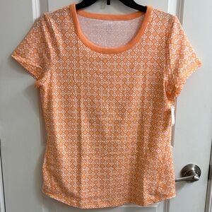 Talbots Orange and White Short Sleeve Scoop Neck Tee